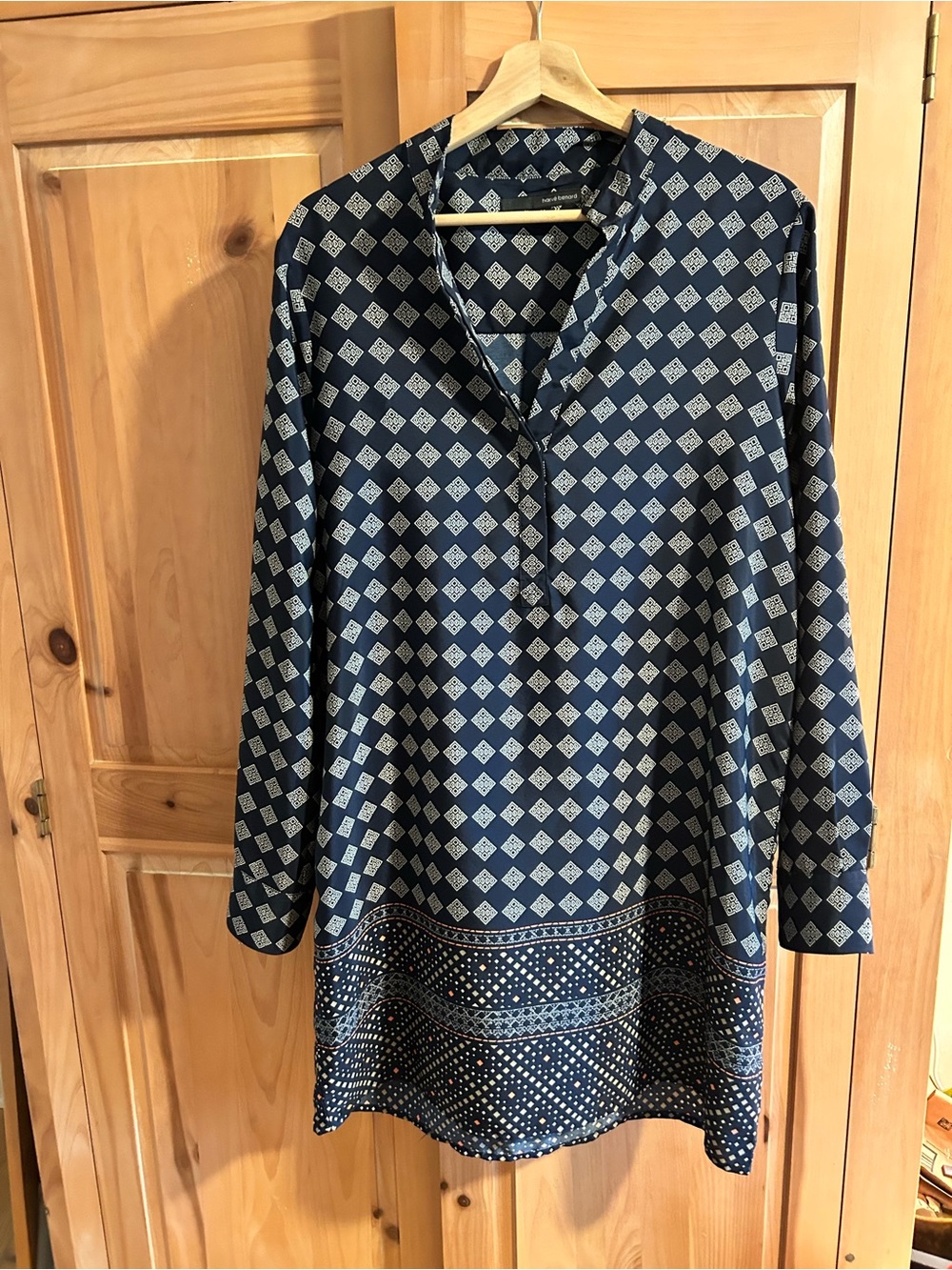 Harve Benard Navy Printed Tunic Dress